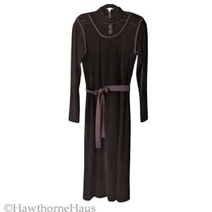 BENDIGO IMPRESSIONS Brown Velvet Vintage Dress Size P ( XS ) Hi Neck Victorian
